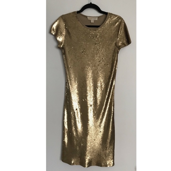 AUTHENTIC BRAND NEW MICHAEL KORS gold sequin dress - Picture 3 of 5